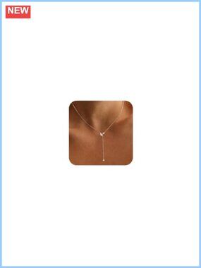 14K Gold Plated CZ Y-Necklace Drop Dainty Long Necklace for Women